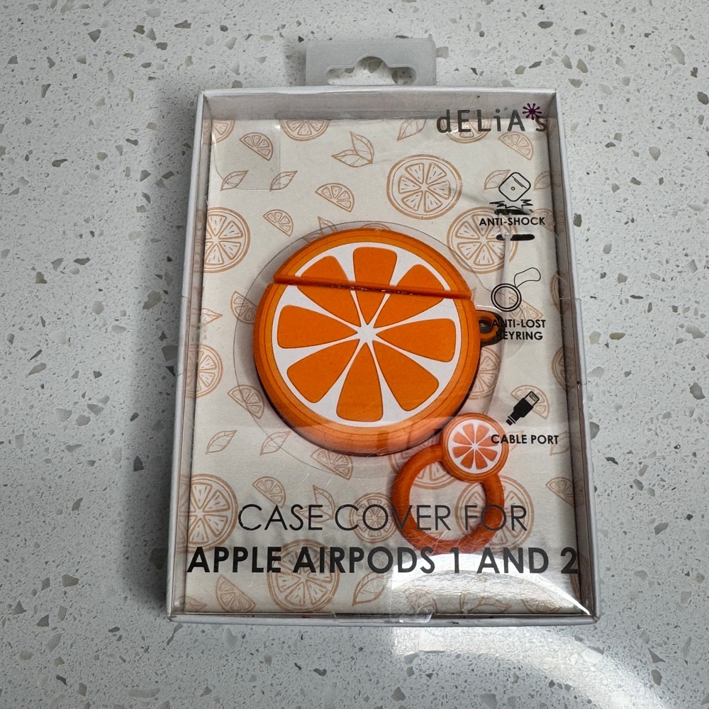 NIB dELiA*s Orange Fruit Slice AirPods Case Cover for Gen 1 & 2 DE-ACSI-ORG‎